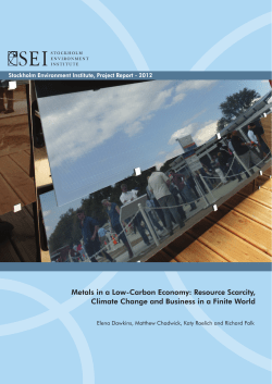 Metals in a Low-Carbon Economy: Resource Scarcity, Climate