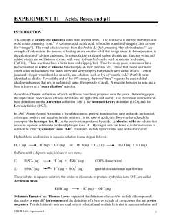 EXPERIMENT 11 &ndash; Acids, Bases, and pH