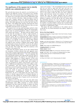 The significance of the squeeze test to identify arthritis was