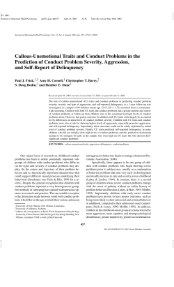 Callous-Unemotional Traits and Conduct Problems in