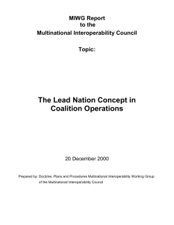 The Lead Nation Concept in Coalition Operations