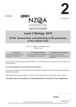 Level 2 Biology (91156) 2015