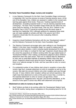 The Early Years Foundation Stage: nursery and reception 1. A new
