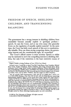 EUGENE VOLOKH FREEDOM OF SPEECH, SHIELDING