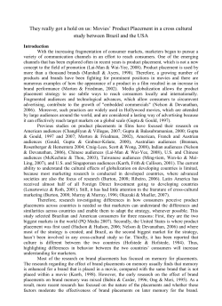 They really got a hold on us: Movies` Product Placement in a cross