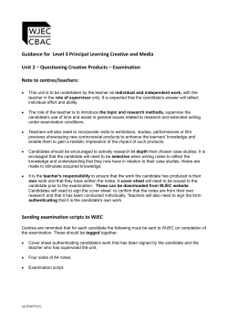 Guidance for Level 3 Principal Learning Creative and Media