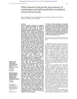 Third trimester fetal growth and measures of carbohydrate and lipid
