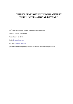 CHILD`S DEVELOPMENT PROGRAMME IN TARTU