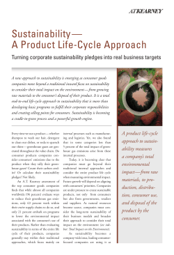 Sustainability&mdash; A Product Life-Cycle Approach