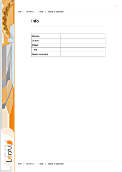 Module Author E-Mail Time Modul comment 1 Info Themes Tests