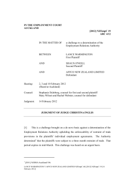 IN THE EMPLOYMENT COURT AUCKLAND [2012] NZEmpC 19