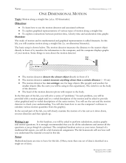 ONE DIMENSIONAL MOTION