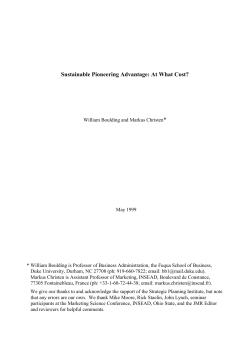 Sustainable Pioneering Advantage: At What Cost?