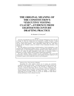 The Original Meaning of the Constitution`s &ldquo;Executive Vesting