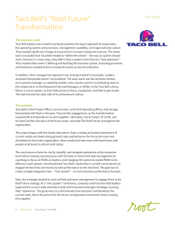 Taco Bell`s &ldquo;Bold Future&rdquo; Transformation