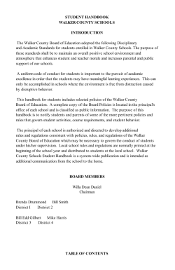 STUDENT HANDBOOK WALKER COUNTY SCHOOLS