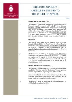 director`s policy &bull; appeals by the dpp to the court of appeal