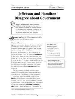Jefferson and Hamilton Disagree about Government