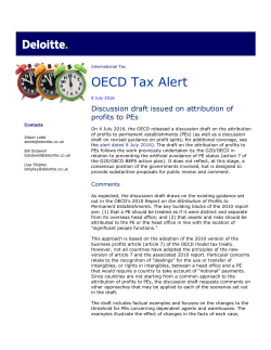 OECD Tax Alert: Discussion draft issued on attribution of profits to PEs