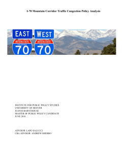 I-70 Mountain Corridor Traffic Congestion Policy Analysis