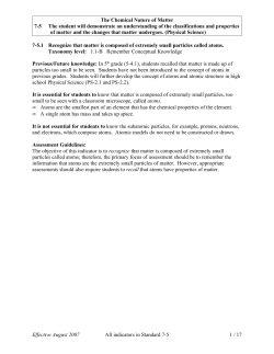 The Chemical Nature of Matter 7-5 The student will demonstrate an