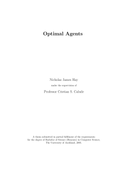 Optimal Agents - Department of Computer Science