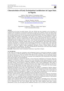 Characteristics of Early Ecclesiastical Architecture in Lagos State in