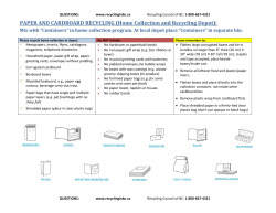PAPER AND CARDBOARD RECYCLING (Home Collection and