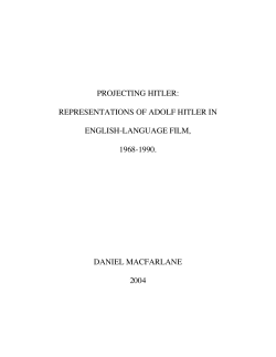 PROJECTING HITLER: REPRESENTATIONS OF ADOLF HITLER IN
