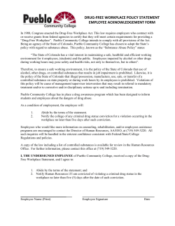 Drug Free Workplace - Pueblo Community College