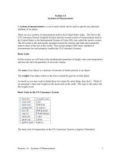1.6 Systems of Measurement