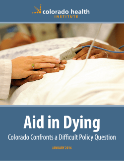 Aid in Dying Report - Colorado Health Institute