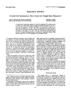 Overall Job Satisfaction: How Good Are Single