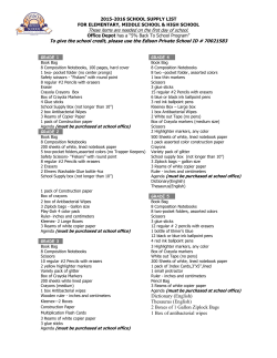 School Supplies List - Edison Private School