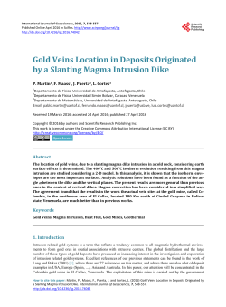 Gold Veins Location in Deposits Originated by a Slanting Magma