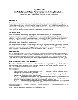 Ex-Ante Forecast Model Performance with Rolling Simulations
