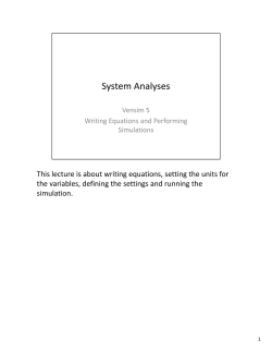 This lecture is about writing equations, setting the units for This