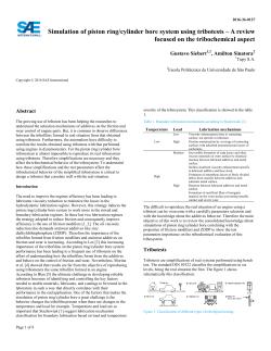 Simulation of piston ring/cylinder bore system using tribotests