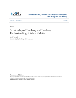 Scholarship of Teaching and Teachers` Understanding of Subject