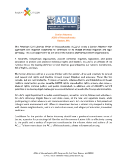 Senior Attorney ACLU of Massachusetts Boston, MA