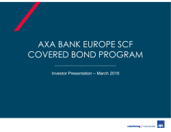 AXA Bank Europe SCF - INVESTOR PRESENTATION_2016