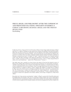 freud, hegel and philosophy after the copernican and french