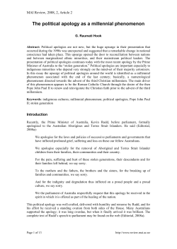 The Political Apology 1: A Foundation for Dialogue