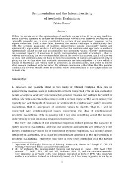 Sentimentalism and the Intersubjectivity of Aesthetic