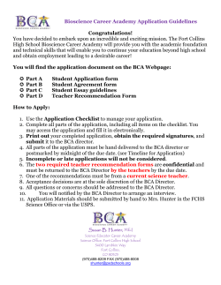 BCA Application Guidelines - Fort Collins High School