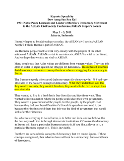 Keynote Speech by Daw Aung San Suu Kyi 1991 Noble Peace