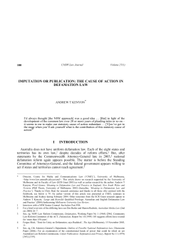 Imputation or Publication: The Cause of Action in Defamation Law