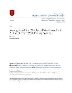 Investigations Into d`Alembert`sDefinition of Limit. A Student Project
