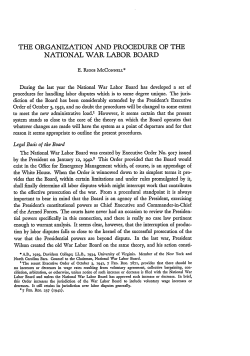 The Organization and Procedure of the National War Labor Board