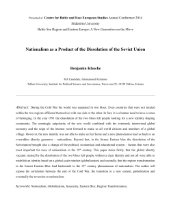 Modern Nationalism as a Product of the Dissolution of the Soviet